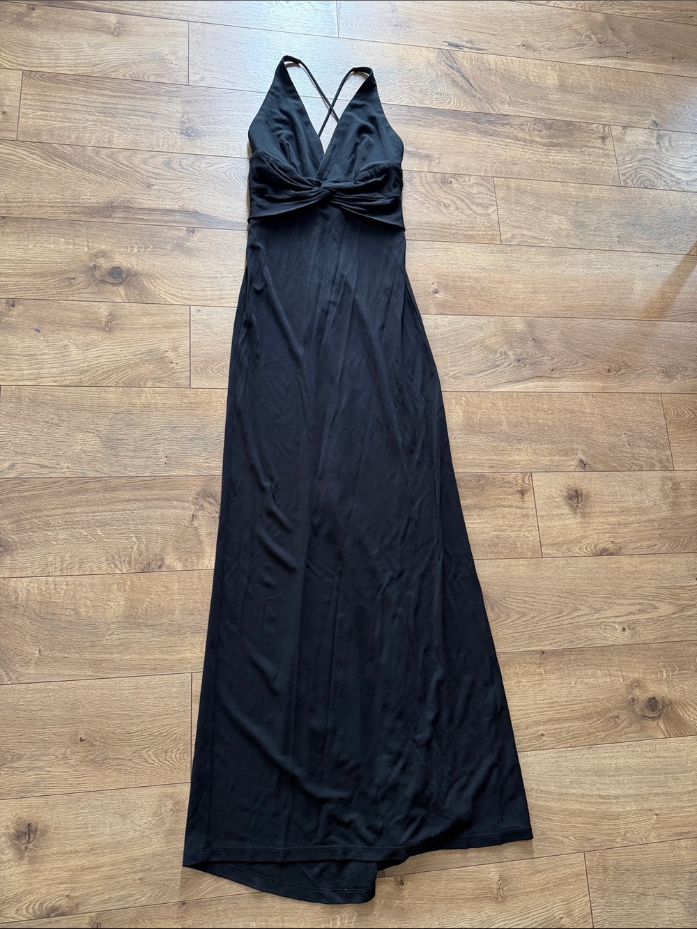 BCBG Black V-Neck Maxi Dress with Twist Front